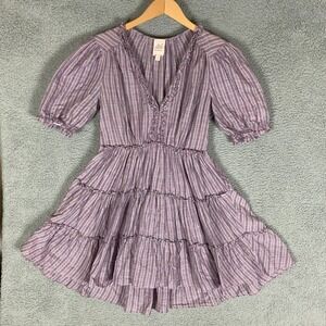 cinq a sept Purple Plaid Mini Dress